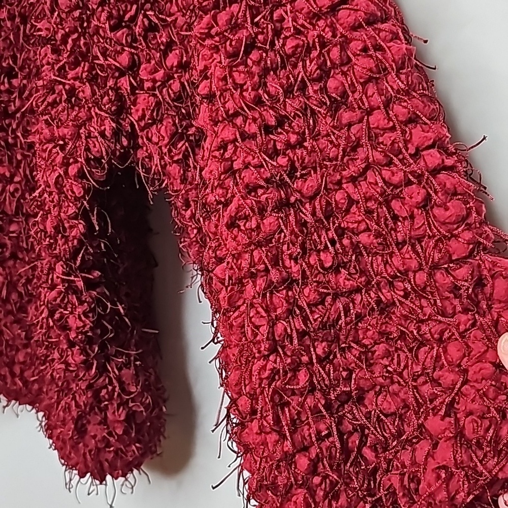 NWOT Zara burgundy red fuzzy popcorn warm sweater sz Small - Picture 2 of 7